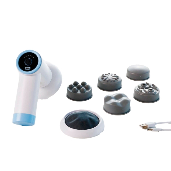 innovagoods cellygun pistola masajeadora anticelulitica recargable 6 en 1 5 cabezales intercambiables 6 niveles de intensidad vibracion de alta frecuencia cable usb c