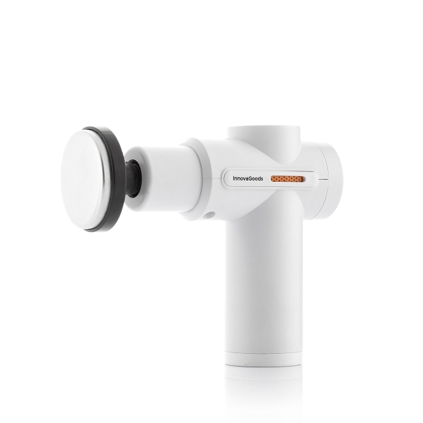 innovagoods masajeador pistola de masaje muscular con calor y frio 6 cabezales intercambiables 6 velocidades pantalla lcd recargable por usb