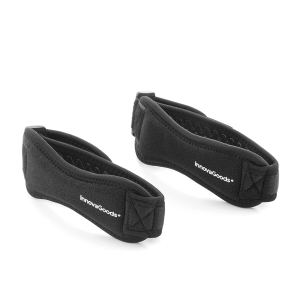 innovagoods forcnee banda de sujecion para rotula soporte deportivo ajustable con velcro antideslizante incluye 2 unidades color negro