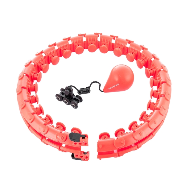 innovagoods fittehoop aro de fitness inteligente ajustable con peso diseño desmontable efecto masaje 360 grados accesorio de lastre color negro rojo