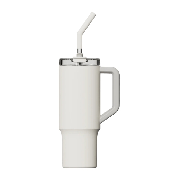 xiaomi straw mug termo 1l con pajita acero inoxidable 316l aislamiento termico tapon hermetico antifugas tapa tritan transparente asa ergonomica boca ancha 90 mm color blanco