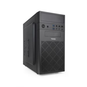 tooq isobox ultra caja torre microatx tamaño disco soportado 3.5", 2.5" usb a 2.0, usb a 3.0, usb c y audio lector de tarjetas fuente de alimentación 500w color negro