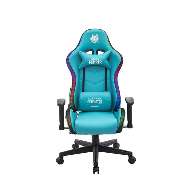 cromad serie fenrir silla gaming rgb estructura robusta piel sintetica de alta calidad altura regulable con piston de gas clase 2 respaldo reclinable cojin lumbar y cervical reposabrazos regulables color verde