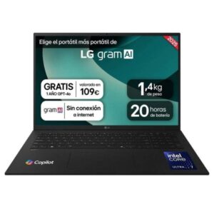 lg gram 17zd90t g.ax88b portatil 17" intel core ultra 7 255h 32gb 1tb ssd color negro teclado qwerty (es)