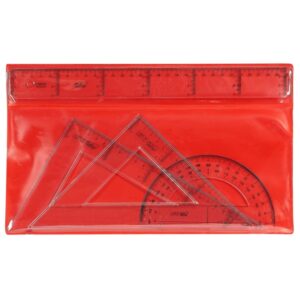 safta pack de 4 reglas regla de 30cm escuadra de 25cm cartabon de 25cm semicirculo de 15cm color transparente