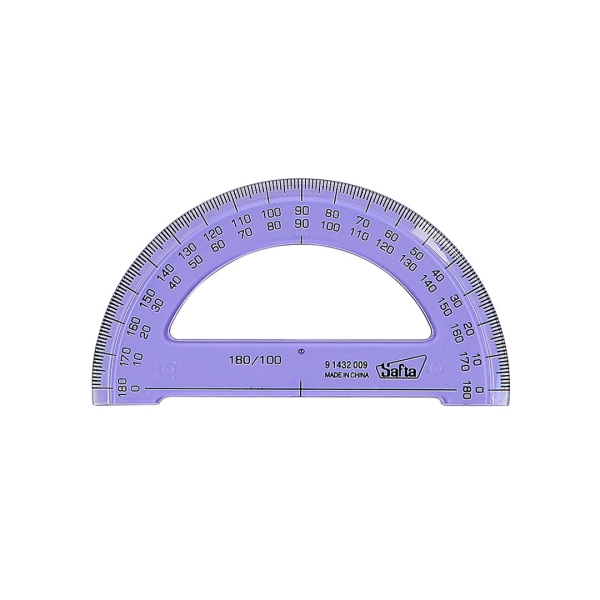 safta semicirculo de 9cm plastico transparente doble graduacion biselado color aleatorio