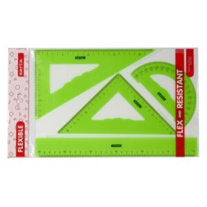 safta pack de 4 reglas regla de 30cm escuadra de 25cm cartabon de 25cm semicirculo transportador de angulos colores surtidos