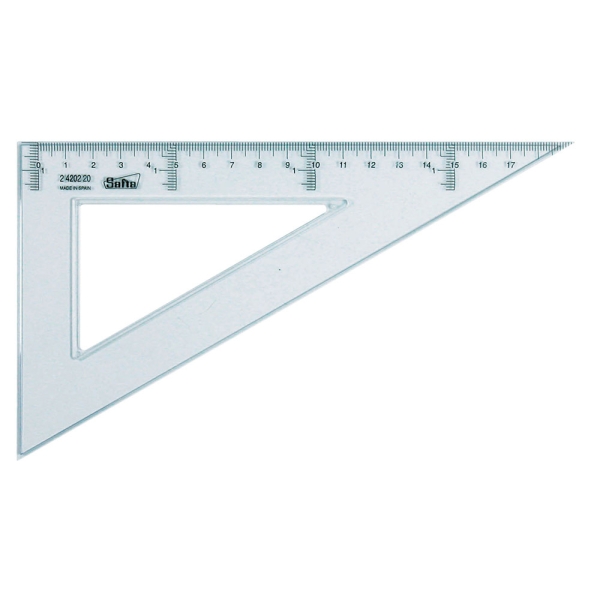 safta cristal cartabon de 20cm plastico transparente graduacion impresa biselado color transparente