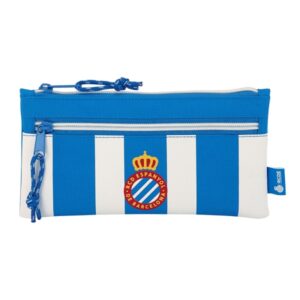 safta rcd espanyol portatodo bolsillo con cremallera 0.25l 220x10x110mm color azul y blanco