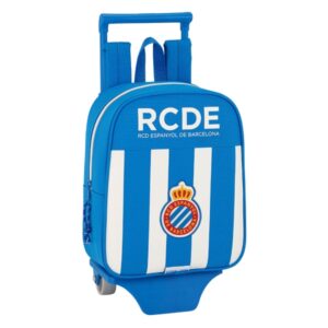 safta rcd espanyol mochila con carro tarjeta id asa superior mochila extraible material resistente 6l 220x100x270mm color azul y blanco