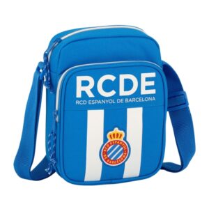 safta rcd espanyol bandolera cremallera bolsillo frontal bandolera ajustable compartimento trasero con velcro 2l 160x60x220mm color azul y blanco