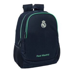 safta real madrid 2ª equipacion 25/26 mochila adaptable a carro portabotellas 2 compartimentos tirador doble hombreras ergonomicas asa superior 23l 320x160x440mm color azul marino