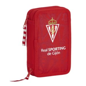 safta real sporting de gijon corporativa plumier de 2 pisos 28 piezas 1l goma lapiz boligrafo sacapuntas 10 colores 14 rotuladores 125x40x195mm color rojo