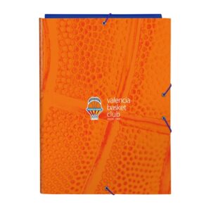 safta valencia basket carpeta con 3 solapas tapas duras forradas cierre con gomas resistente 260x25x335mm color naranja