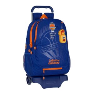 safta valencia basket mochila con carro portabotellas 2 compartimentos doble cremallera hombreras y espalda acolchadas asa superior mochila extraible 320x160x440mm color azul oscuro