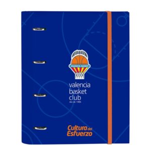 safta valencia basket carpeta con 4 anillas 30mm tapas duras forradas recambio 100 hojas cuadriculas 5x5mm cierre elastico incluye separadores 270x35x320mm color azul oscuro