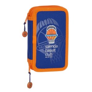 safta valencia basket plumier de 2 pisos 28 piezas 1l goma lapiz boligrafo sacapuntas 10 colores 14 rotuladores 125x40x195mm color azul oscuro