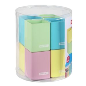 safta pack de 8 cubiletes portalapices silicona resistentes y flexibles faciles de limpiar presentados en caja pvc 195x230mm colores surtidos