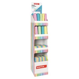 safta expositor con portatodos carton resistente cuatro alturas modelos variados de portatodos presentacion ordenada y atractiva 200x20x55mm colores surtidos