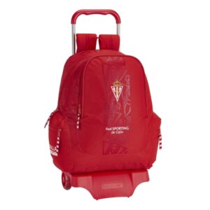safta real sporting de gijon corporativa mochila con carro cremallera 2 compartimentos tirador doble asa superior mochila extraible rueda de goma 320x170x430mm color rojo