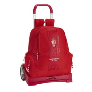 safta real sporting de gijon corporativa mochila con carro cremallera hombreras acolchadas tirador doble mochila extraible ruedas antivibracion 320x170x430mm color rojo