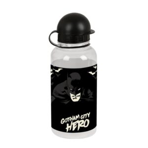safta batman hero botella de 500ml pvc sin bpa cierre hermetico a presion valvula de salida de agua tapon roscado 69x180mm color negro