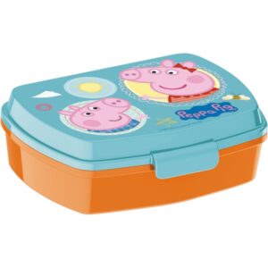 safta peppa pig having fun sandwichera pvc sin bpa cierre hermetico 5.6x17x14cm color naranja