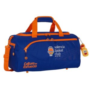 safta valencia basket bolsa de deporte bandolera ajustable tirador doble bolsillo frontal bolsillos laterales fondo semirigido tacos en base 500x250x250mm color azul oscuro