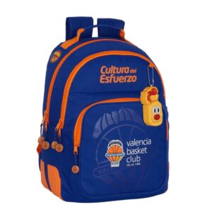 safta valencia basket mochila con 2 compartimentos antirozaduras adaptable a carro portabotellas tirador doble hombreras ergonomicas 20l 320x150x420mm color azul oscuro