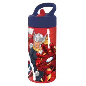 safta avengers infinity botella de 410ml valvula de salida de agua asa superior tapon roscado 74x64x178mm color rojo