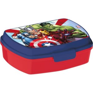 safta avengers infinity sandwichera pvc sin bpa cierre hermetico a presion 170x133x56mm color rojo