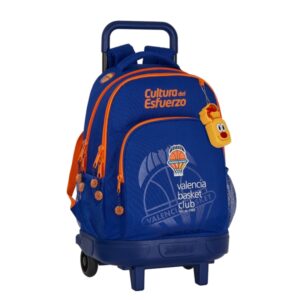 safta valencia basket mochila con carro extraible 2 compartimentos portabotellas tirador doble hombreras acolchadas tarjeta id bandeja pvc 33l 330x220x450mm color azul oscuro