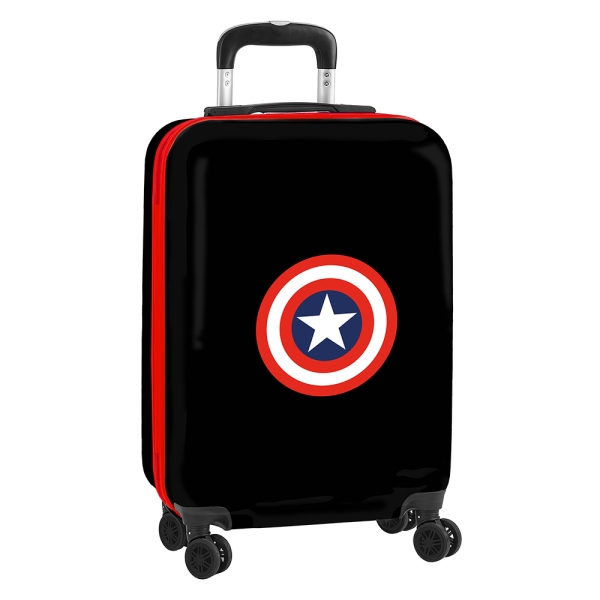 safta capitan america teen maleta trolley de cabina 20” cierre con candado organizador asa flexible de pvc 45x200x550mm color negro