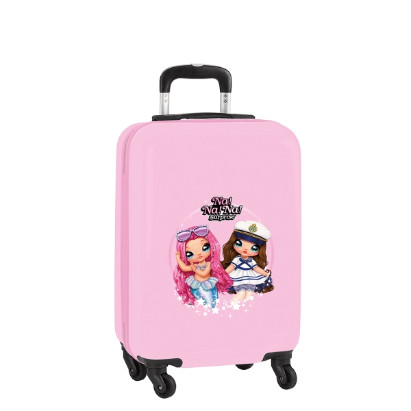 safta nanana sparkles maleta trolley de cabina 20” cierre con candado bolsillo de red panel con cremallera cintas con pvc ruedas 360º 40.1 l 345x200x550mm color rosa