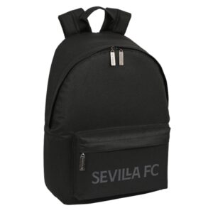 safta sevilla fc teen mochila para portatil hasta 14.1" interior acolchado bolsillo para tablet tirador doble hombreras ergonomicas 20l 310x160x410mm color negro