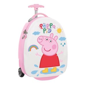 safta peppa pig ice cream maleta trolley infantil 16” interior con bolsillo ruedas resistentes cintas con cierre pvc material abs y pc 27.7l 280x230x430mm color blanco