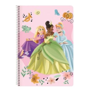 safta princesas disney magical cuaderno espiral 80 hojas cuadriculadas 4x4mm tapas duras glasofonadas 80g/m2 espiral metalico formato folio margen lateral 215x10x310mm color rosa
