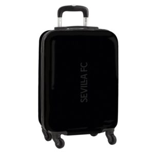 safta sevilla fc teen maleta trolley de cabina 20” cierre con candado bolsillo de red cintas con pvc ruedas 360º asa flexible pvc mango extensible 40.1l 345x200x550mm color negro