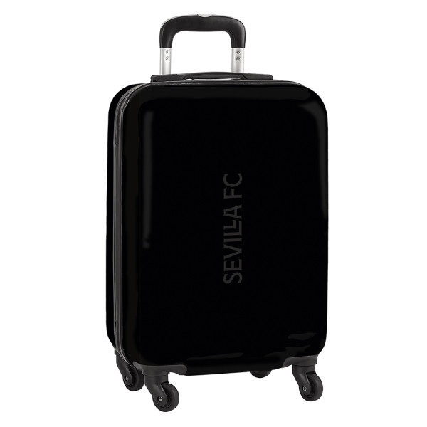 safta sevilla fc teen maleta trolley de cabina 20” cierre con candado bolsillo de red cintas con pvc ruedas 360º asa flexible pvc mango extensible 40.1l 345x200x550mm color negro