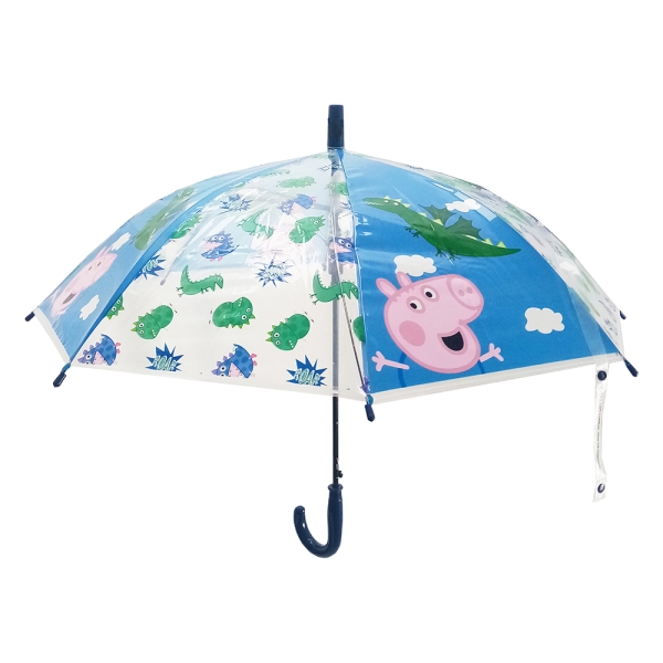 safta peppa pig pretty flowers paraguas automatico de 76cm 8 paneles asa y punta de pvc poe transparente nervios de acero de 8mm color azul