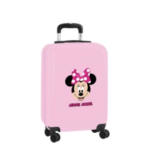 safta minnie mouse me time maleta trolley de cabina 20” cierre con candado interior forrado y bolsillos ruedas giratorias 360° ajustable abs y pc 40.1l 45x200x550mm color rosa