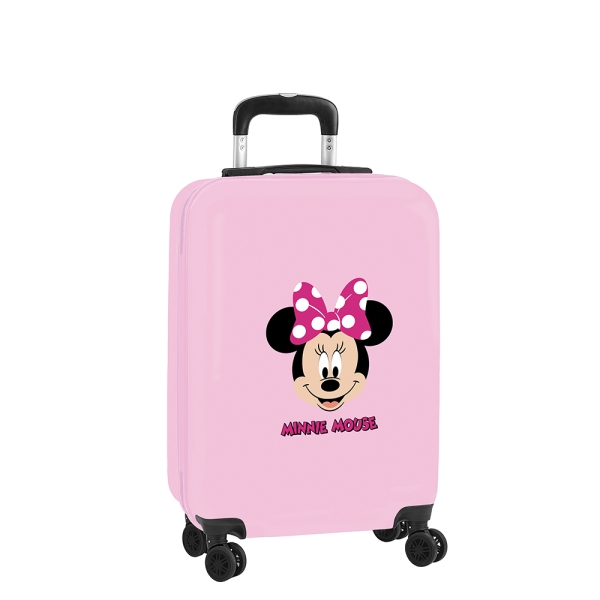 safta minnie mouse me time maleta trolley de cabina 20” cierre con candado interior forrado y bolsillos ruedas giratorias 360° ajustable abs y pc 40.1l 45x200x550mm color rosa