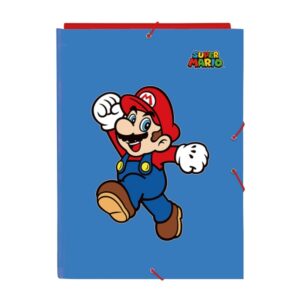 safta super mario world carpeta con 3 solapas tapas duras forradas formato folio cierre con gomas resistente y duradera 260x25x335mm color azul oscuro