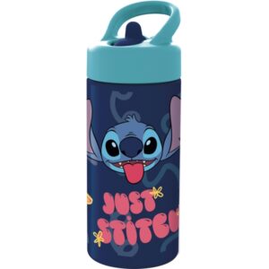 safta stitch sweet botella de 410ml pvc sin bpa valvula de salida de agua asa superior tapon roscado 74x64x178mm color azul marino