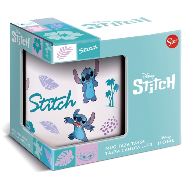 safta stitch leaves pattern young adult taza ceramica de 325ml multicolor