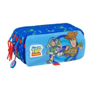 safta toy story good vibes portatodo 3 compartimentos con cremalleras bolsillo frontal cinta adaptable 1.72l 215x80x100mm color azul