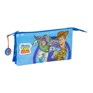 safta toy story good vibes portatodo 3 compartimentos con cremalleras bolsillo interior 0.60l 220x30x120mm color azul
