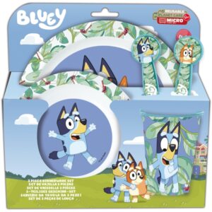 safta bluey set de menaje infantil pvc sin bpa color azul