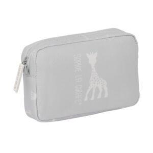 safta sophie la girafe mum neceser de 1.43l compartimento con cremallera resistente al agua compacto ideal para viajes 200x55x130mm color gris claro