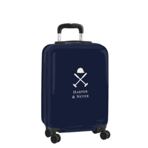 safta harper and neyer maleta trolley de cabina 20” cierre con candado interior forrado bolsillo de red cintas con pvc ruedas giratorias 40.10 l 345x200x550mm color azul marino